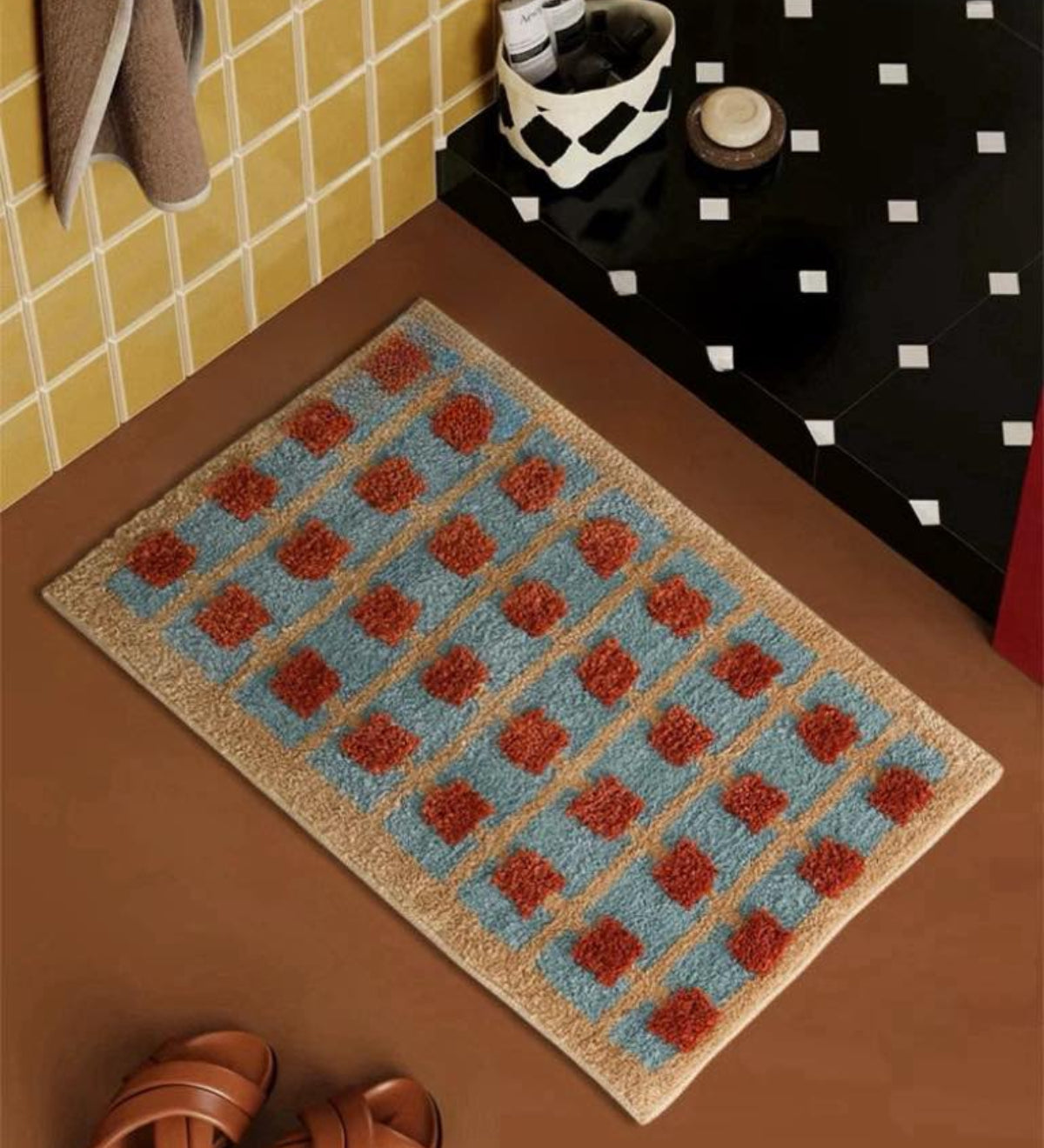 Ultra Soft Retro Whimsical Bath Rug, Machine - washable, Absorbent Mat - Retro Bath Rug - INSPECIAL HOME