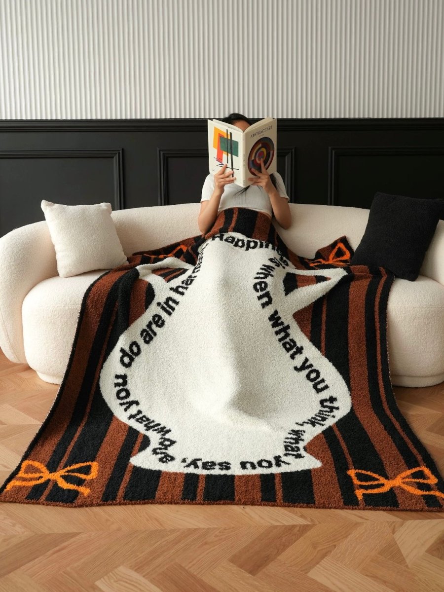 Ultra Soft Whimsical Cute Stripe Vase Throw Blanket - Warm Thick Playful - Stripe Vase Throw Blanket - Blue - INSPECIAL HOME