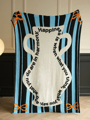 Ultra Soft Whimsical Cute Stripe Vase Throw Blanket - Warm Thick Playful - Stripe Vase Throw Blanket - Blue - INSPECIAL HOME