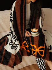 Ultra Soft Whimsical Cute Stripe Vase Throw Blanket - Warm Thick Playful - Stripe Vase Throw Blanket - Blue - INSPECIAL HOME