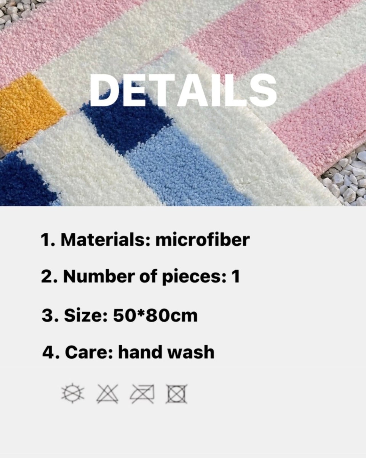 Ultra Soft Whimsical Dopamine Stripe Bath Rug, Absorbent Mat - Whimsical Dopamine Stripe Bath Rug - Blue&Green - INSPECIAL HOME