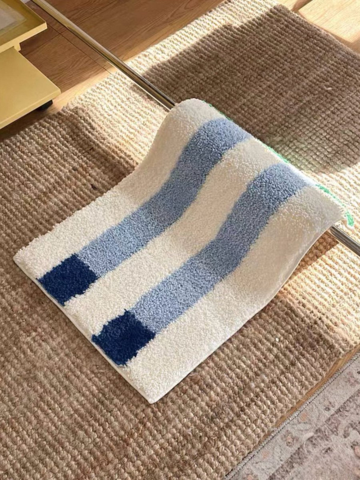 Ultra Soft Whimsical Dopamine Stripe Bath Rug, Absorbent Mat - Whimsical Dopamine Stripe Bath Rug - Blue&Green - INSPECIAL HOME