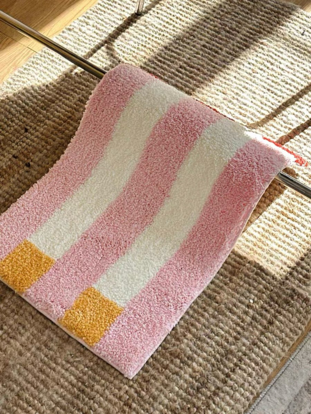 Ultra Soft Whimsical Dopamine Stripe Bath Rug, Absorbent Mat - Whimsical Dopamine Stripe Bath Rug - Pink Stripe - INSPECIAL HOME