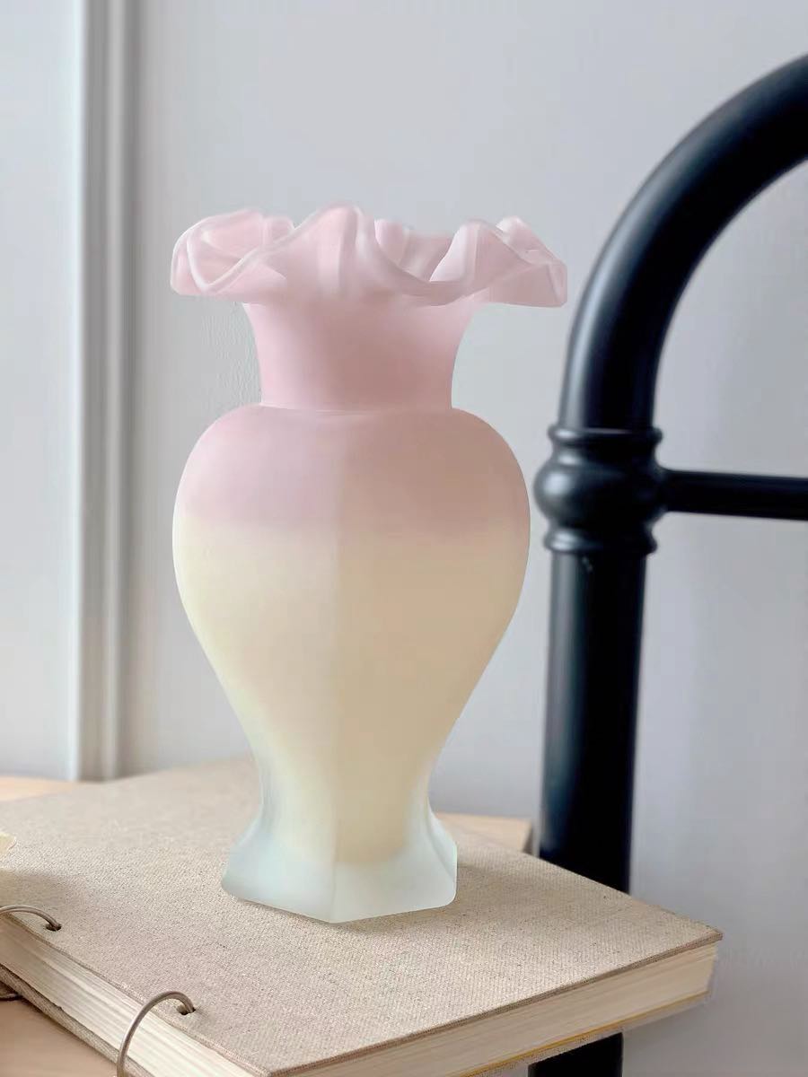 Vintage French Style Dopamine Fenton Glass Vase - Vintage French Style Dopamine Fenton Glass Vase-Sunsetglow - INSPECIAL HOME