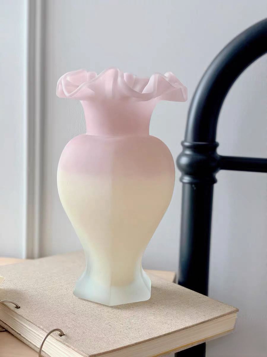 Vintage French Style Dopamine Fenton Glass Vase - Vases - Vintage French Style Dopamine Fenton Glass Vase-Sunsetglow - INSPECIAL HOME