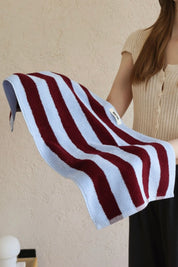 Whimsical Dopamine Cabana Stripe Bath Towel, 100% Cotton, Ultra Soft & Absorbent - Dopamine Cabana Stripe Towel - Misty Blue - Hand Towel - INSPECIAL HOME