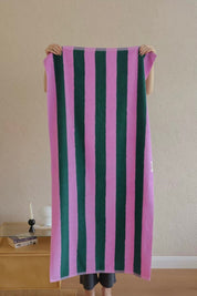 Whimsical Dopamine Cabana Stripe Bath Towel, 100% Cotton, Ultra Soft & Absorbent - Dopamine Cabana Stripe Towel - Purple - Bath Towel - INSPECIAL HOME
