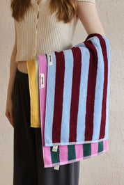 Whimsical Dopamine Cabana Stripe Bath Towel, 100% Cotton, Ultra Soft & Absorbent - Dopamine Cabana Stripe Towel - Purple - Bath Towel - INSPECIAL HOME