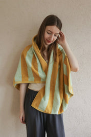 Whimsical Dopamine Cabana Stripe Bath Towel, 100% Cotton, Ultra Soft & Absorbent - Dopamine Cabana Stripe Towel - Purple - Bath Towel - INSPECIAL HOME