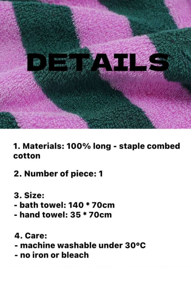 Whimsical Dopamine Cabana Stripe Bath Towel, 100% Cotton, Ultra Soft & Absorbent - Dopamine Cabana Stripe Towel - Mustard - Hand Towel - INSPECIAL HOME