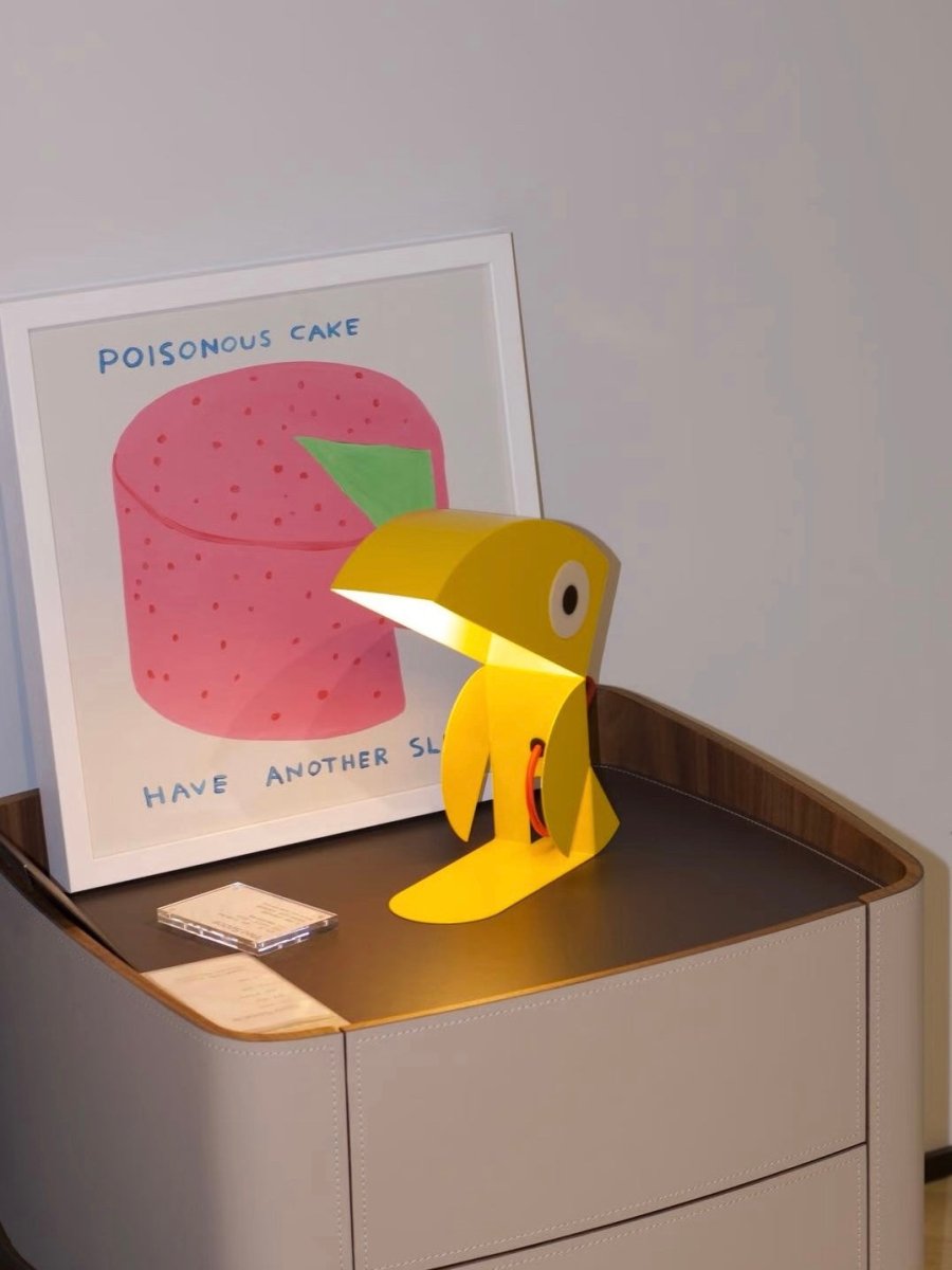 Whimsical Eclectic Memphis Cute Parrot Table Lamp for Study - Full Spectrum Eye Protection Decorative Desk Lamp - Night Lights & Ambient Lighting - Contemporary Parrot Table Bedside Lamp - INSPECIAL HOME