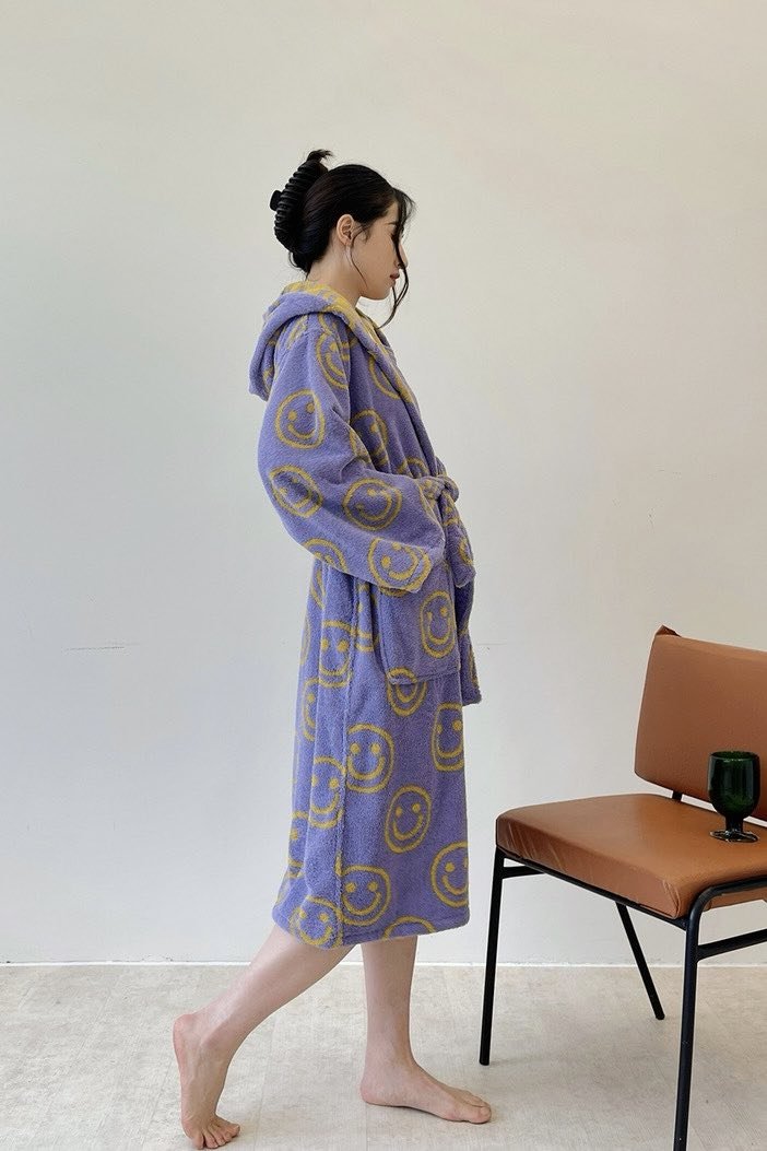 Whispy Robe Whimsy Funky Smiley Face Hooded Robe - Soft 100% Organic Long-stapled ...