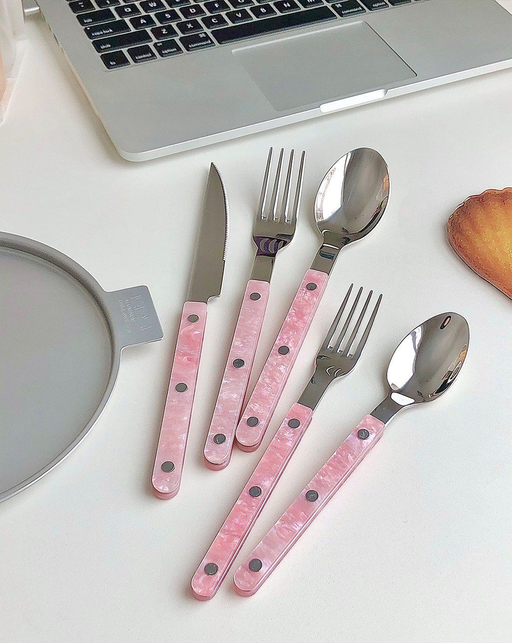 10Pcs Sleek Modern Pinky Flatware Cutlery Silverware Set INSPECIAL HOME