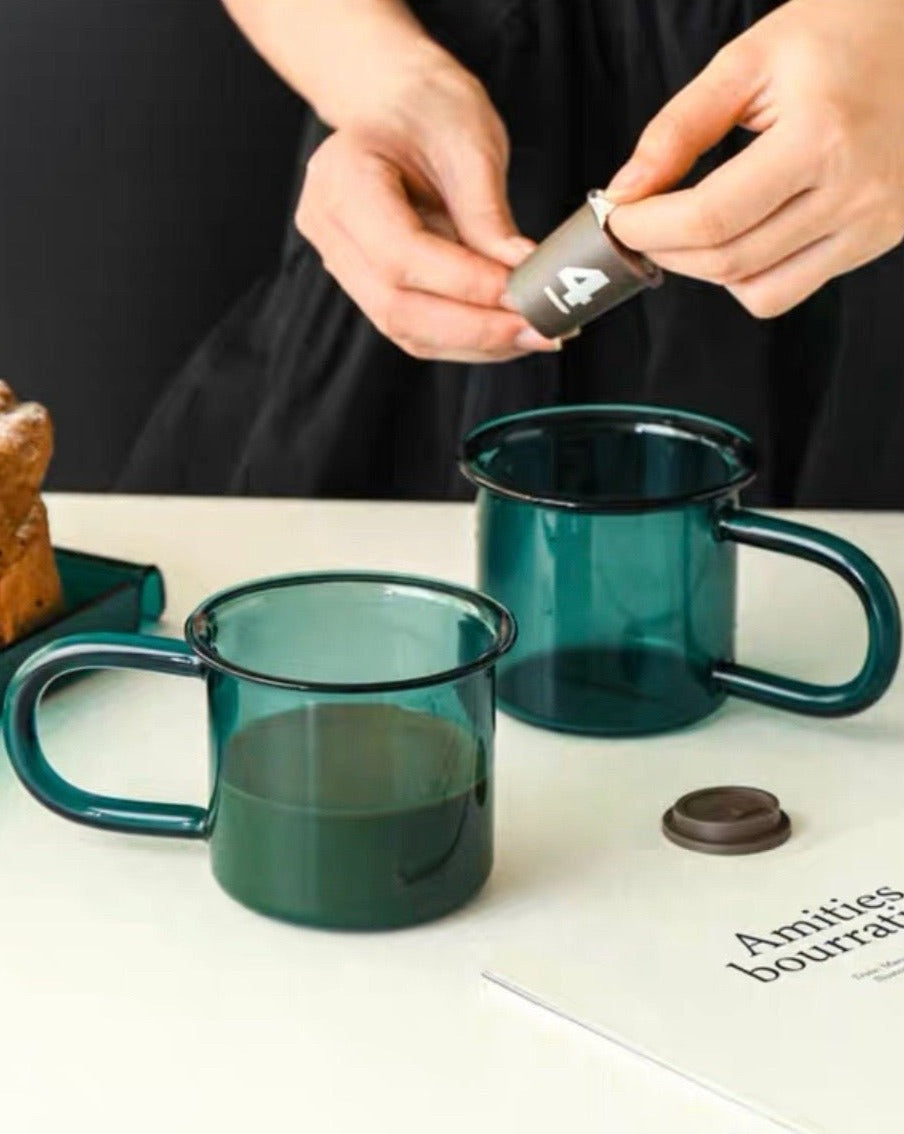 Set of 2 - Hand Blown Retro Glass Coffee Mugs ( $22.5 each ） - 2 Packs Hand Blown Retro Coffee Mugs - INSPECIAL HOME