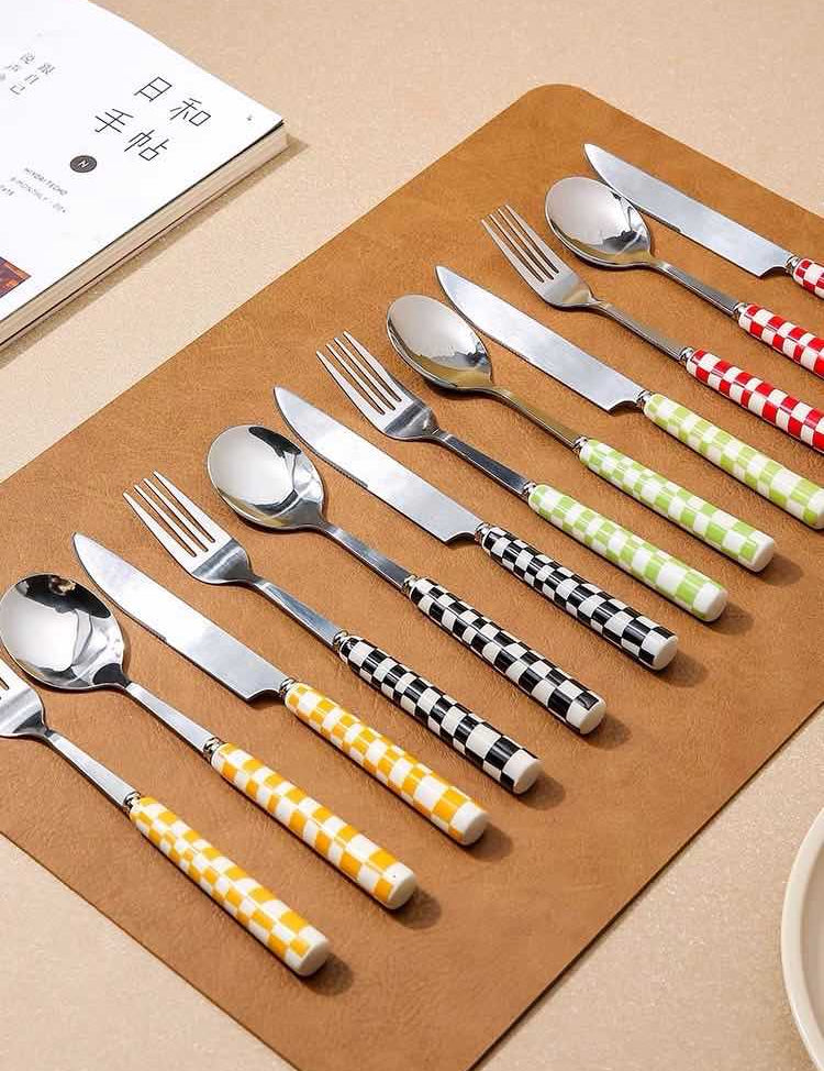  count ) - Check Flatware Set ( 6 Pcs in 1 set) - Yellow - INSPECIAL HOME