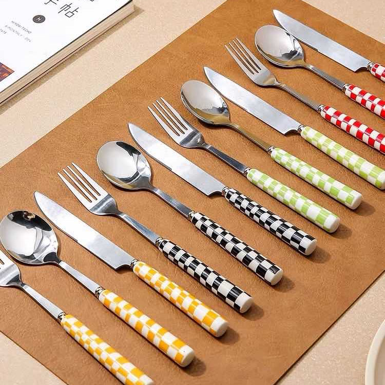  count ) - Flatware Sets - Check Flatware Set ( 6 Pcs in 1 set) - Yellow - Inspecial Home