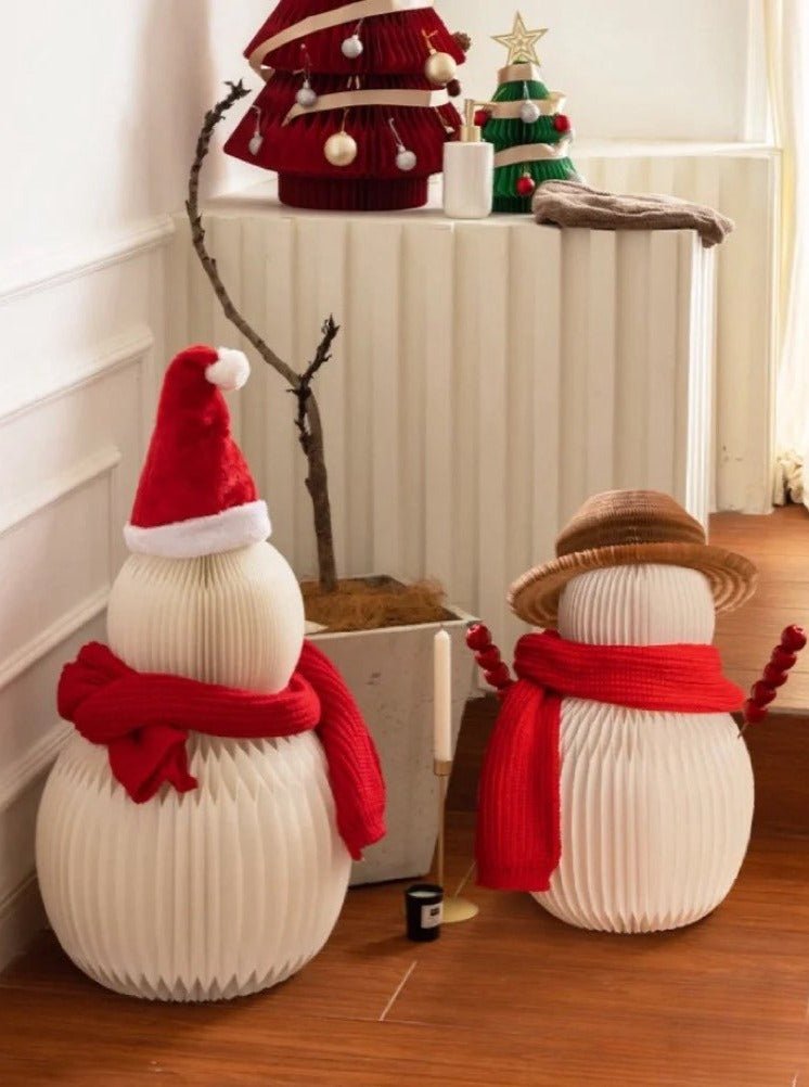 Accordion Snowman Christmas Decor - Honeycomb Foldable Ornament for Neutral Nordic Home - Accordion Snowman Christmas Decor-Medium - INSPECIAL HOME