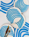 Bamboo Fiber Plates Set with Blue / Yellow Stripes (4 Pcs ) - Bamboo Fiber Plates Set with blue / yellow stripes (4 Pics ) - INSPECIAL HOME