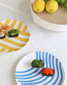 Bamboo Fiber Plates Set with Blue / Yellow Stripes (4 Pcs ) - Bamboo Fiber Plates Set with blue / yellow stripes (4 Pics ) - INSPECIAL HOME