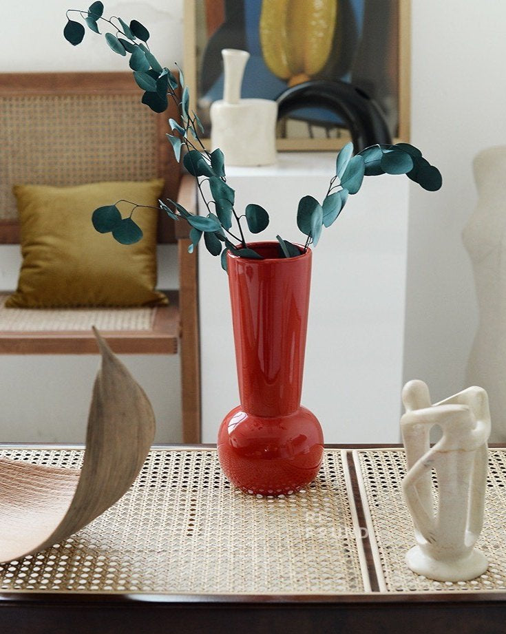Bauhaus Style Ceramic Art Deco Vase - Ceramic Bauhaus Style Art Deco Vase - Red Vase - INSPECIAL HOME