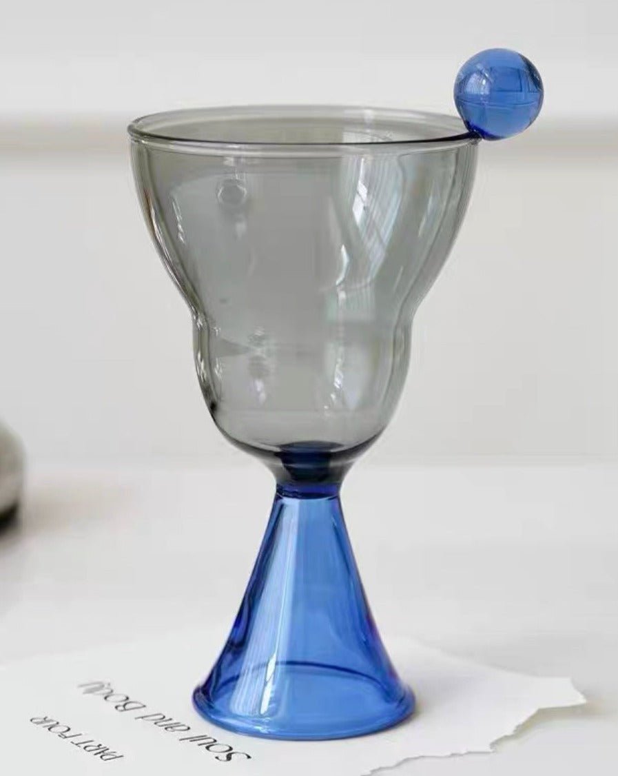 Hand Blown Bonbon Martini Glasses - Unique Aesthetic Colored Cocktail Glasses - Bonbon Goblets - Blue - INSPECIAL HOME