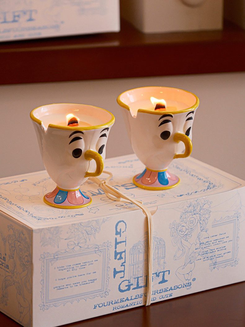 Chip Potts Scented Soy Wax Candles Set of 2 Pcs - Cute Ceramic Cartoon Mug Candle - Chip Potts Scented Soy Wax Candles Set of 2 Pcs - INSPECIAL HOME