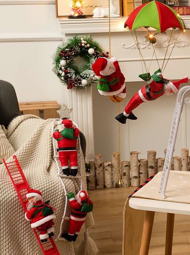 Santa Battle Ropes Christmas Electric Santa Decor, Santa Climbing Ropes & Ladder Toy Orna ...