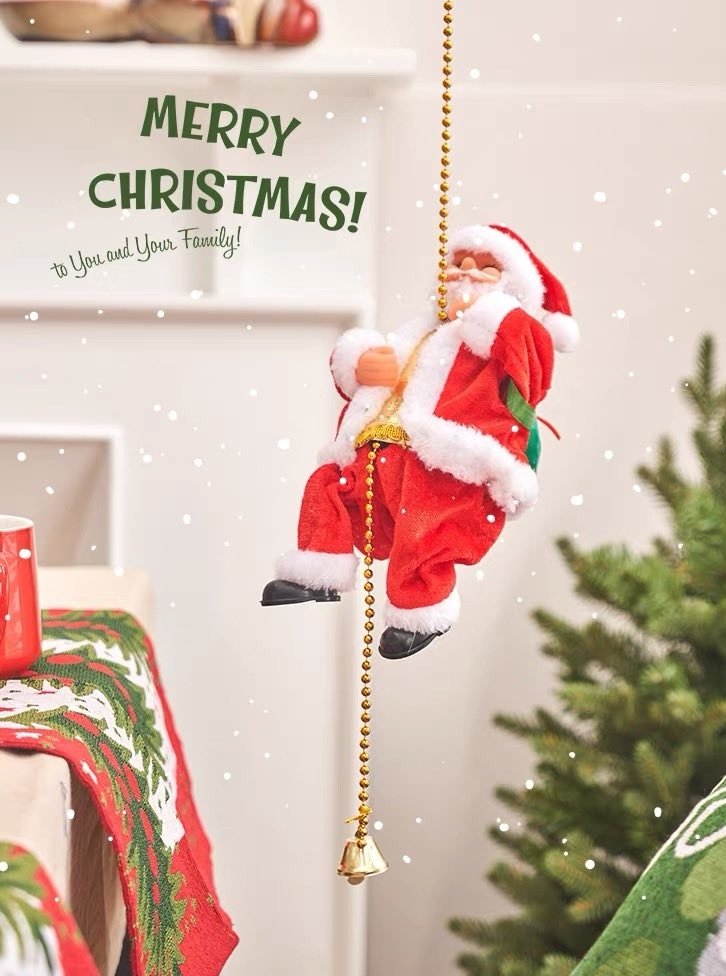 Santa Battle Ropes Christmas Electric Santa Decor, Santa Climbing Ropes & Ladder Toy Orna ...