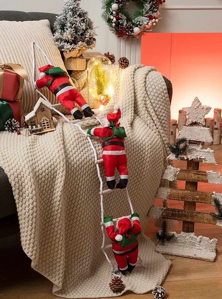 Santa Battle Ropes Christmas Electric Santa Decor, Santa Climbing Ropes & Ladder Toy Orna ...