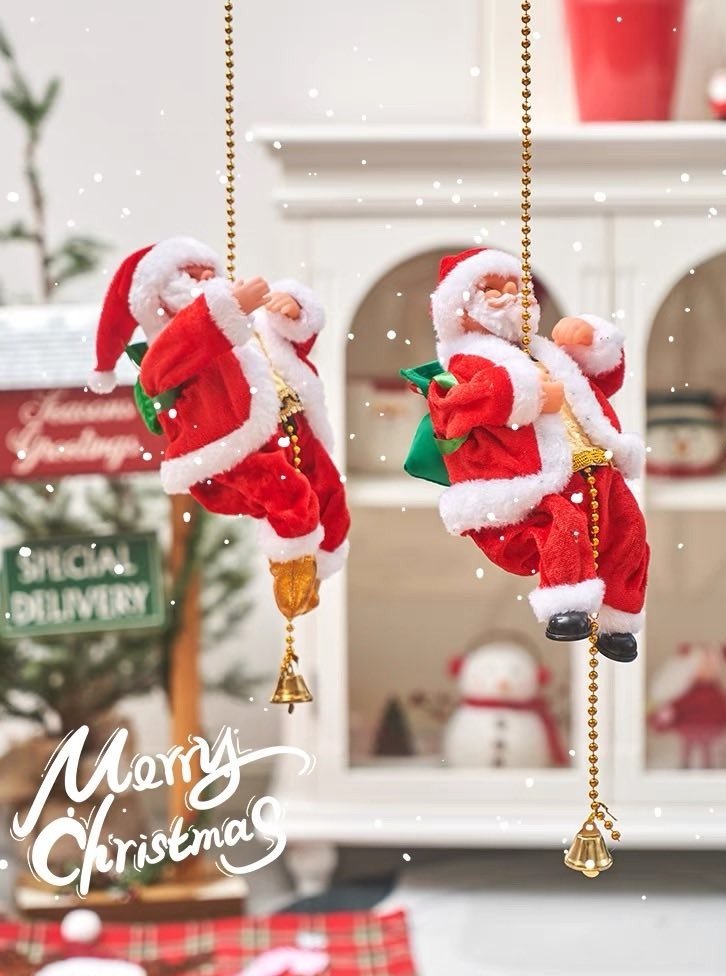 Christmas Electric Santa Decor, Santa Climbing Ropes & Ladder Toy Orna ...