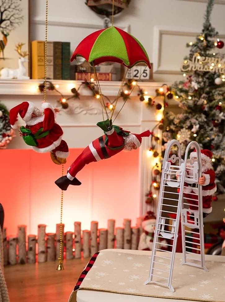 Santa Battle Ropes Christmas Electric Santa Decor, Santa Climbing Ropes & Ladder Toy Orna ...