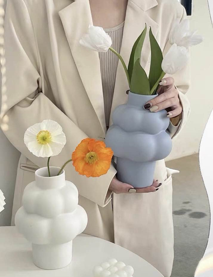 Cloud Vase - Modern Whimsical Eclectic Quirky Ceramic Flower Vase - Cloud Vase - Sky Blue - INSPECIAL HOME