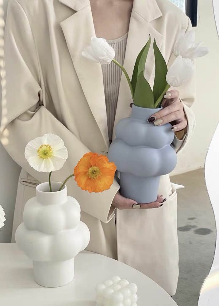 Cloud Vase - Modern Whimsical Eclectic Quirky Ceramic Flower Vase - Cloud Vase - Sky Blue - INSPECIAL HOME