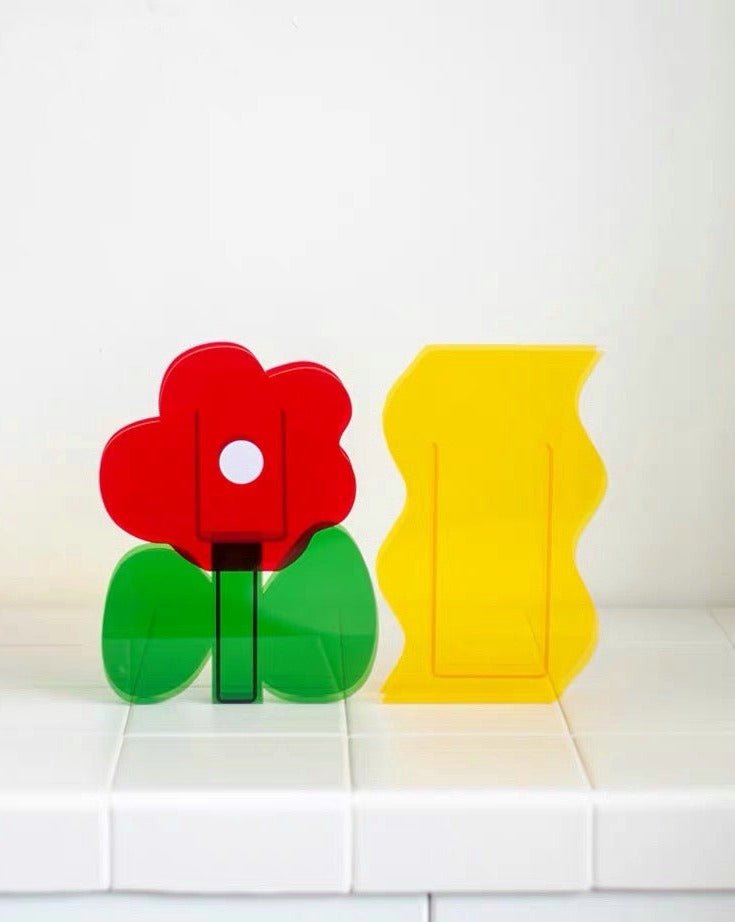Creative Acrylic Decorative Flower Vase | Modern Home Decor - Floral Acrylic Decor Vase - Orange Flower - INSPECIAL HOME