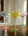 Hand Blown Retro Pastel Colored Coupe Cocktail Glasses Set of 4 ( $22.5 Each ) - Retro Colored Coupe Cocktail Glasses Set of 4 - INSPECIAL HOME