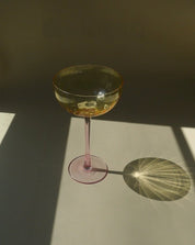 Hand Blown Retro Pastel Coloured Cocktail Glasses Coupe Set of 4 ( $22.5 Each ) - Retro Colored Coupe Cocktail Glasses Set of 4 - Estelle Colored Glass