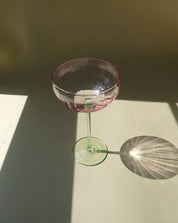 Hand Blown Retro Pastel Coloured Cocktail Glasses Coupe Set of 4 ( $22.5 Each ) - Retro Colored Coupe Cocktail Glasses Set of 4 - Estelle Colored Glass