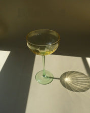 Hand Blown Retro Pastel Coloured Cocktail Glasses Coupe Set of 4 ( $22.5 Each ) - Retro Colored Coupe Cocktail Glasses Set of 4 - Estelle Colored Glass