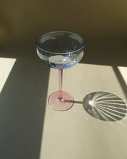 Hand Blown Retro Pastel Coloured Cocktail Glasses Coupe Set of 4 ( $22.5 Each ) - Retro Colored Coupe Cocktail Glasses Set of 4 - Estelle Colored Glass