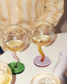 Handblown Bubble Goblets - Retro Wavy Stemmed Burgundy Wine Glasses - Handblown Bubble Goblets - Strawberry - INSPECIAL HOME