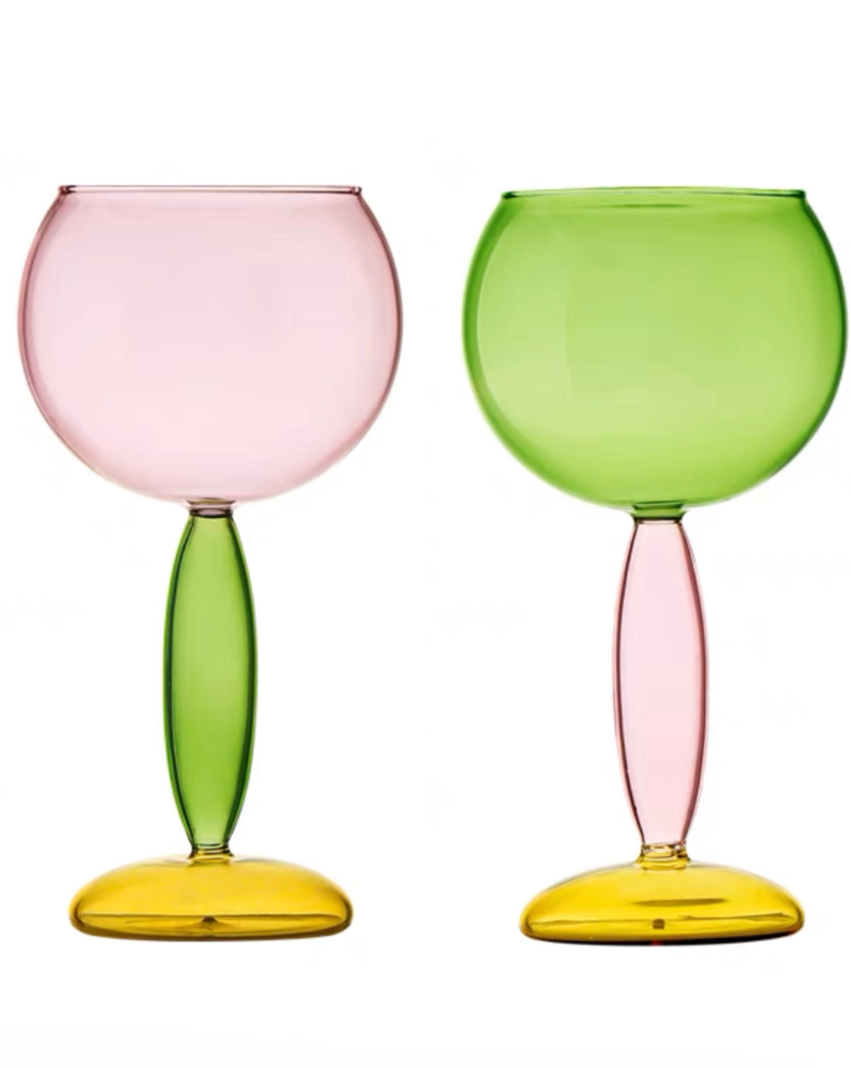 Handblown Colored Burgundy / Bordeaux Wine Glasses Set ( 2 Pcs, $24.9 / Each ) - Colored Burgundy / Bordeaux Wine Glasses Set-Burgundy - Vineyard - INSPECIAL HOME