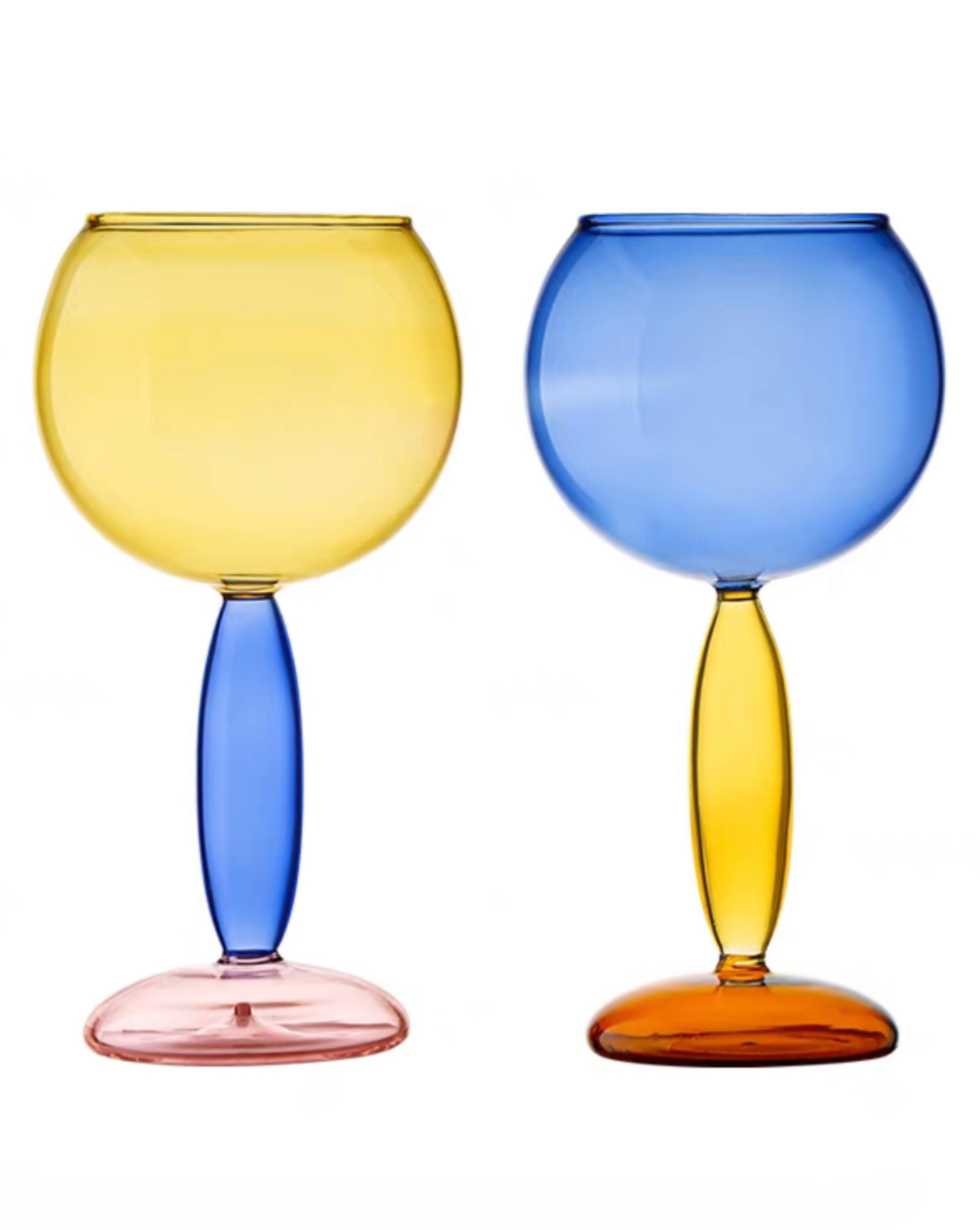 Handblown Colored Burgundy / Bordeaux Wine Glasses Set ( 2 Pcs, $24.9 / Each ) - Colored Burgundy / Bordeaux Wine Glasses Set-Burgundy - Sandy Beach - INSPECIAL HOME