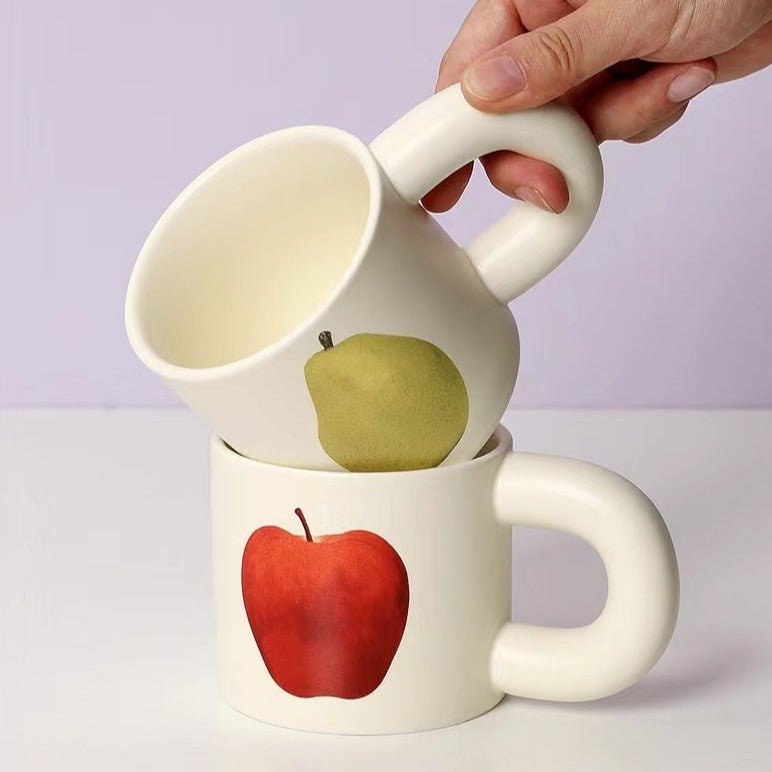 Handcrafted Ceramic Mugs with Big Apple and Pear Designs | Unique Design - Big Apple / Pear Ceramic Mugs - Big Pear - INSPECIAL HOME