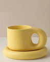Handcrafted Bauhaus Ceramic Chubby Mugs - Chubby Mugs - Butter with Tray - INSPECIAL HOME