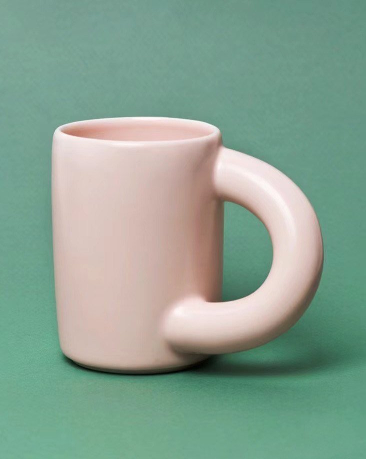 Handcrafted Ceramic Chubby Mugs with Big Twisted Handle