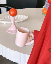 Handcrafted Ceramic Chubby Mugs with Big Twisted Handle - Unique Stylish Tea & Coffee Cups - Mugs - Chubby Mugs with Big Twisted Handle-Melon - Inspecial Home