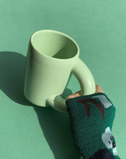 Handcrafted Ceramic Chubby Mugs with Big Twisted Handle - Unique Stylish Tea & Coffee Cups - Mugs - Chubby Mugs with Big Twisted Handle-Melon - Inspecial Home