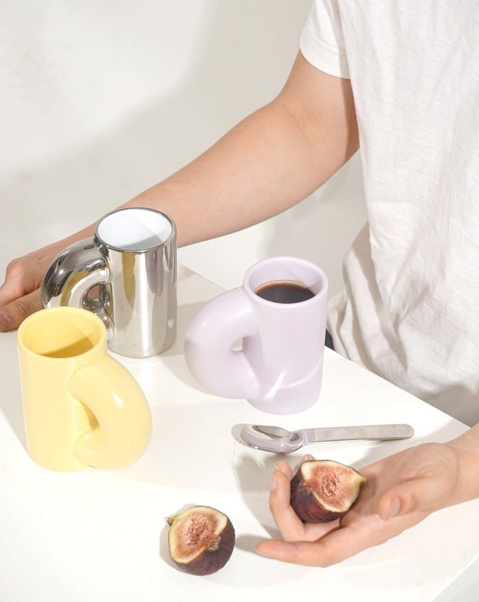 Handcrafted Chubby Mugs with Gigantic Arm - Unique Cute Ceramic Coffee Mugs - Handcrafted Chubby Mugs with Gigantic Arm - Taro - INSPECIAL HOME