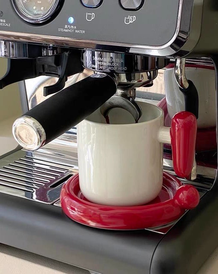 Handmade !? Ceramic Coffee Mug with Saucer - Unique Cute Funny Novelty Mugs - Mugs - !? Ceramic Coffee Mug-Black Question Mark - INSPECIAL HOME