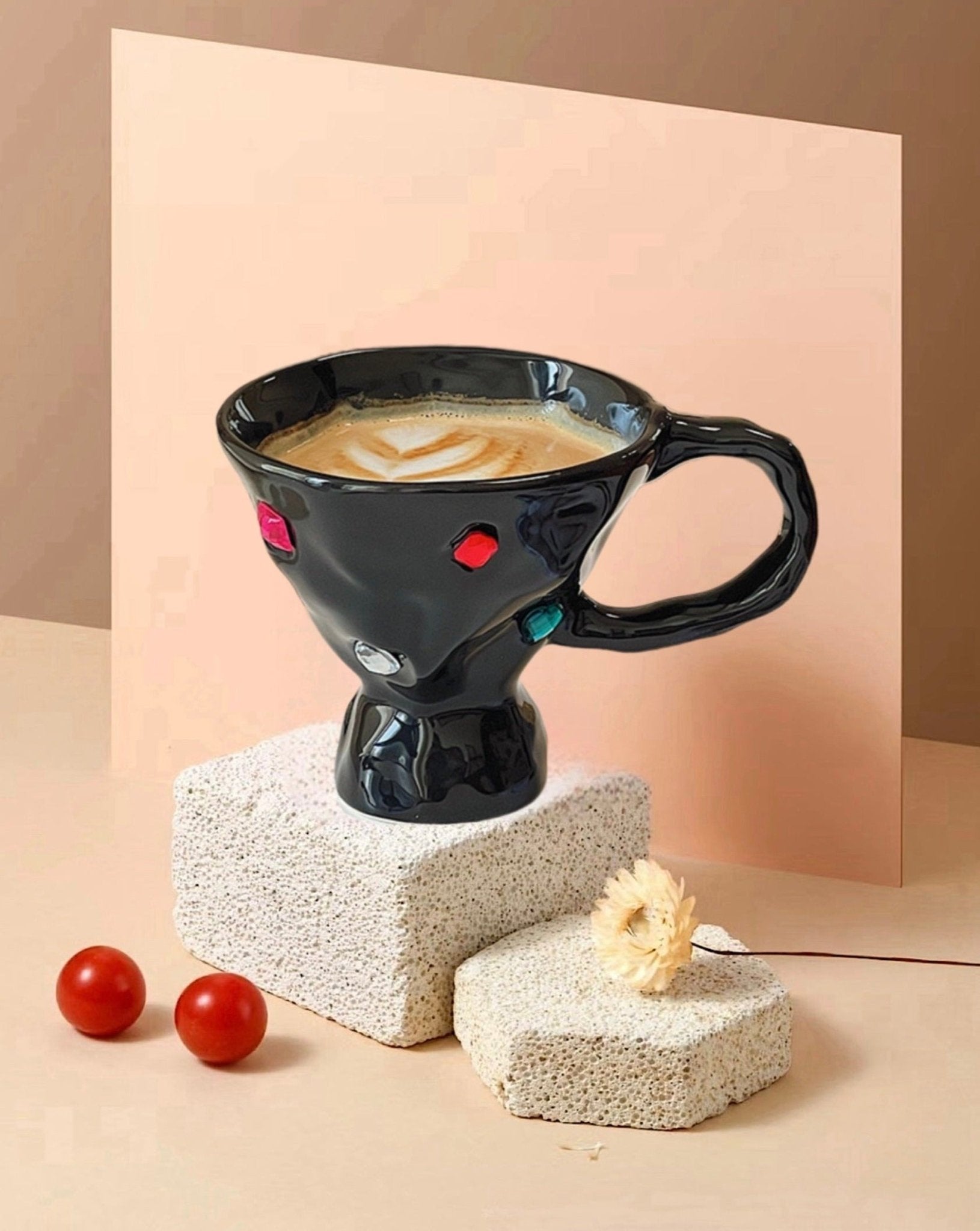 Handmade Ceramic Gemstone Irregular Coffee Mugs - Gemstone V Shaped Coffee Mugs - White - INSPECIAL HOME